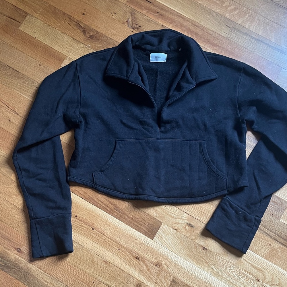 Joah Brown Cropped Long Sleeve Half Zip
